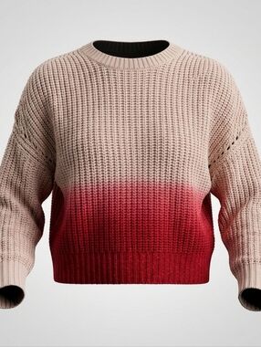 Cloth Dip Dye Blush Pink Red Women's Two Tone Sweater Size L